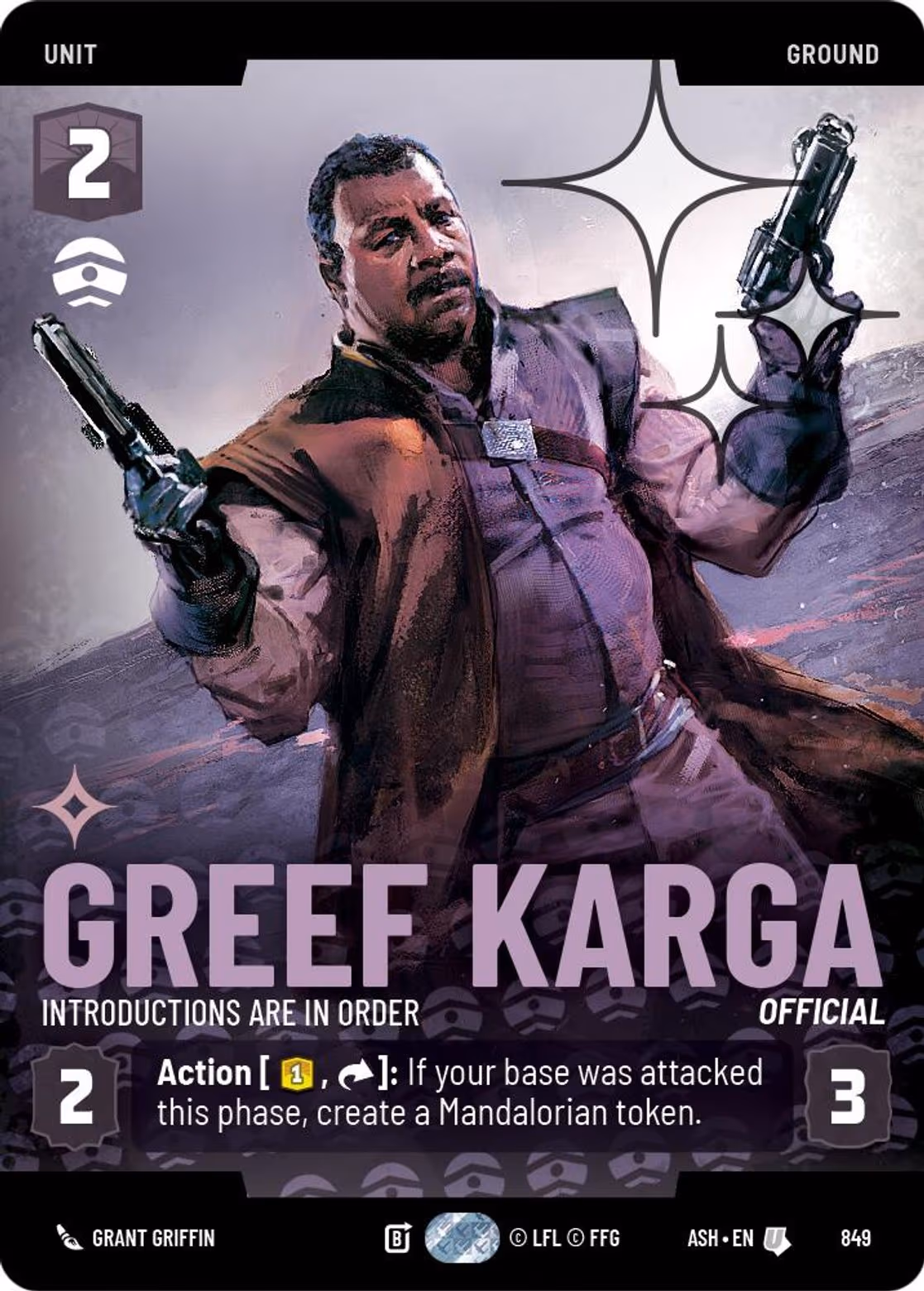 Greef Karga - Introductions are in Order ASH-849 Prestige Foil Star Wars Unlimited card