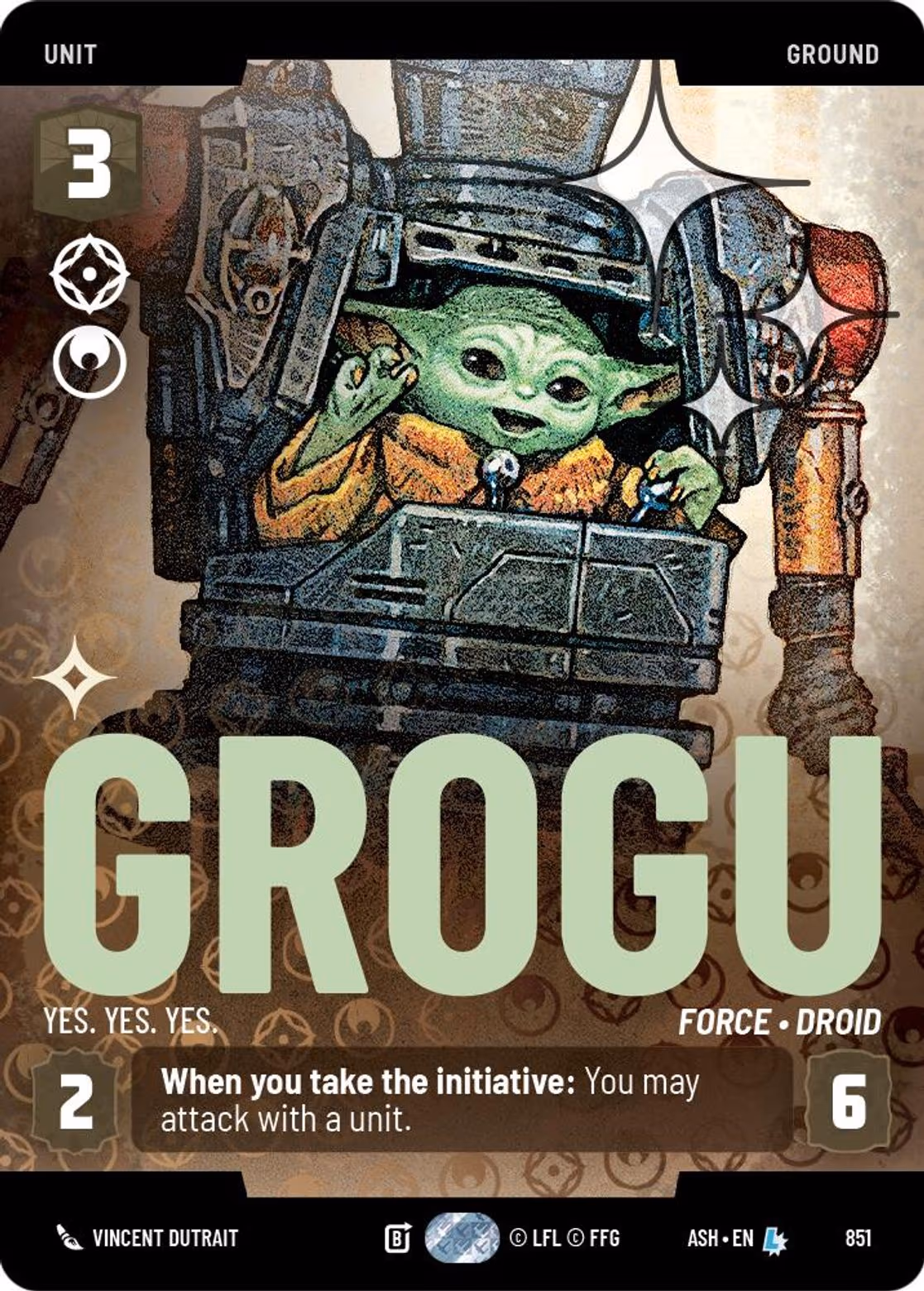 Grogu - Yes. Yes. Yes. ASH-851 Prestige Foil Star Wars Unlimited card