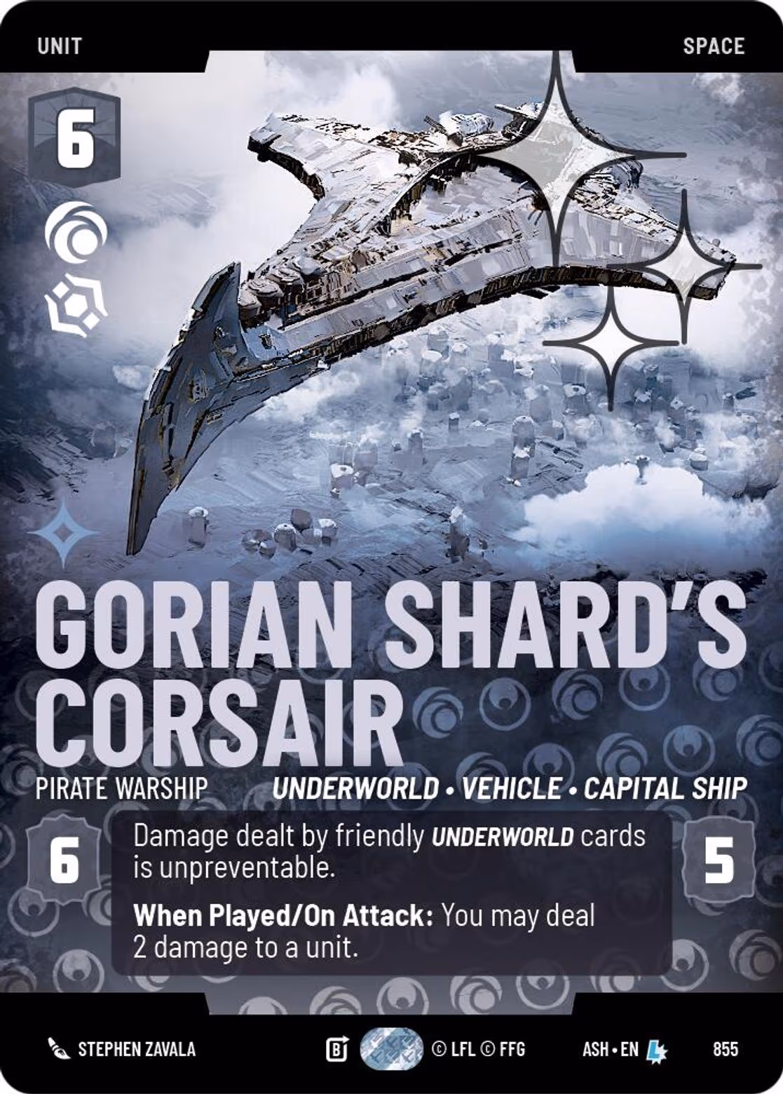 Gorian Shard's Corsair - Pirate Warship ASH-855 Prestige Foil Star Wars Unlimited card