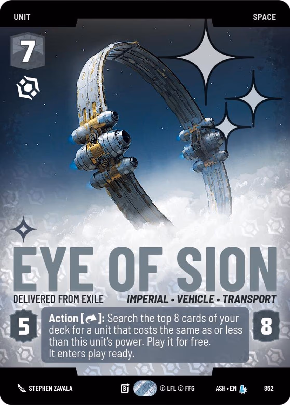 Eye of Sion - Delivered from Exile ASH-862 Prestige Foil Star Wars Unlimited card