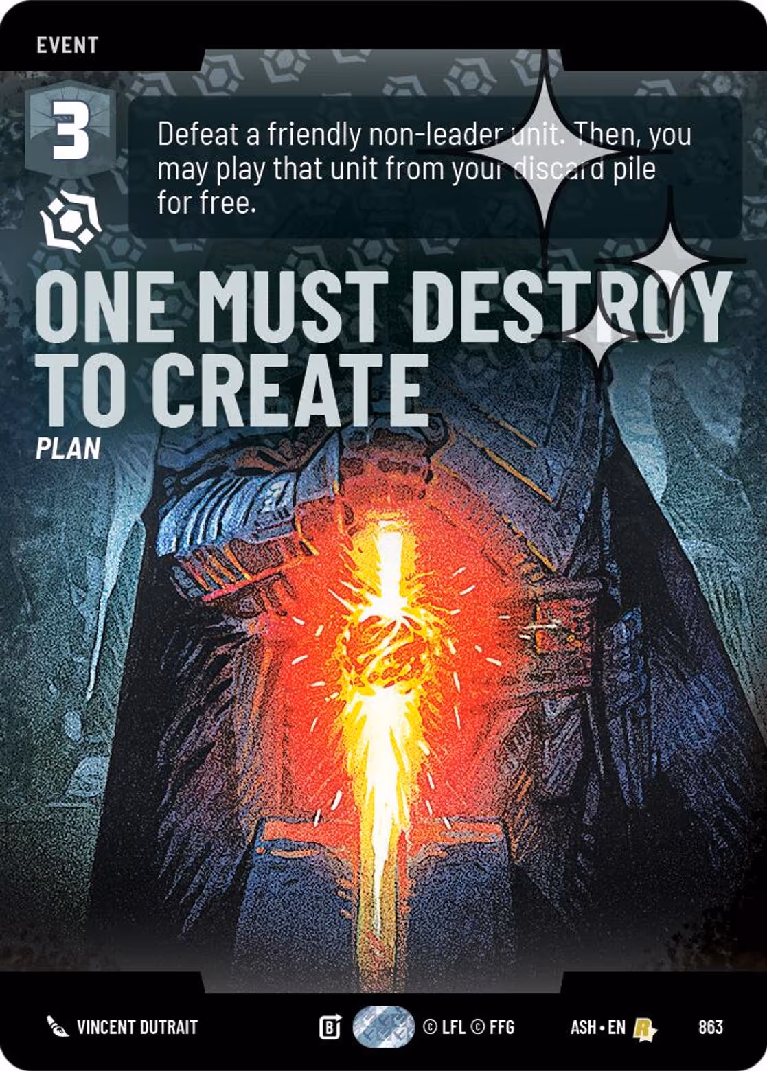 One Must Destroy to Create ASH-863 Prestige Foil Star Wars Unlimited card