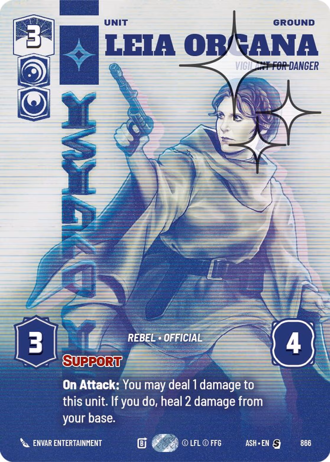 Leia Organa - Vigilant for Danger ASH-866 Prestige Foil Star Wars Unlimited card