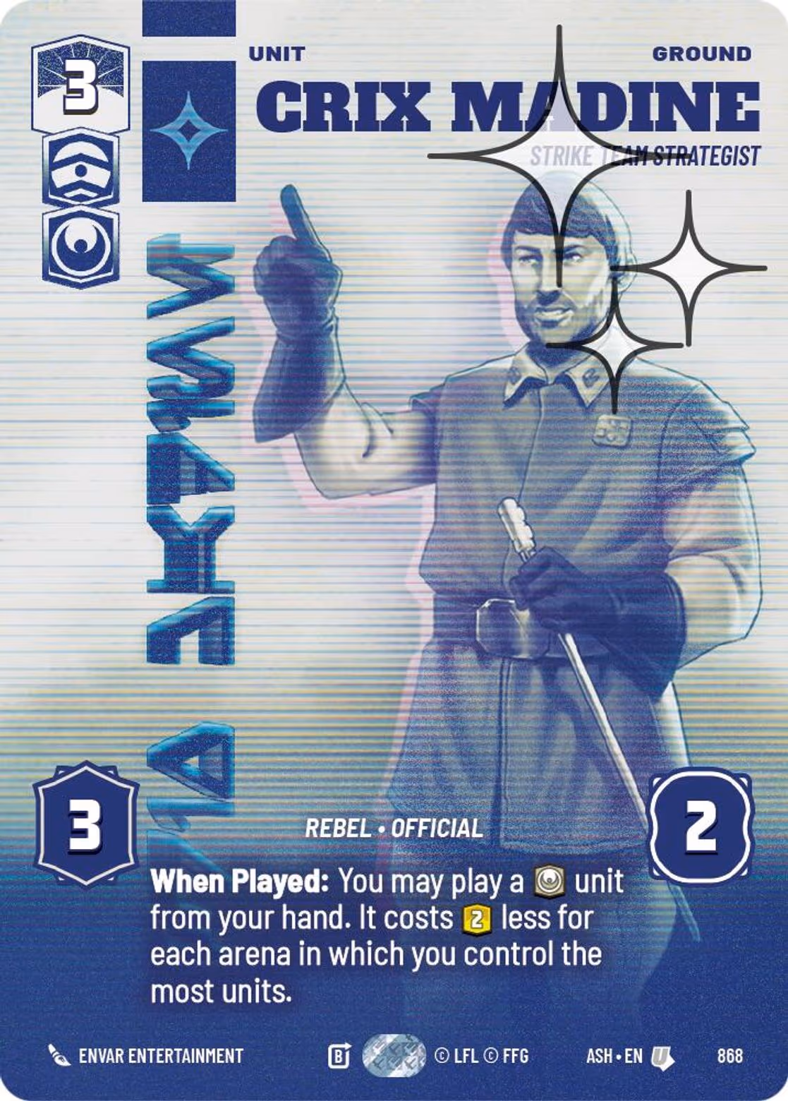 Crix Madine - Strike Team Strategist ASH-868 Prestige Foil Star Wars Unlimited card