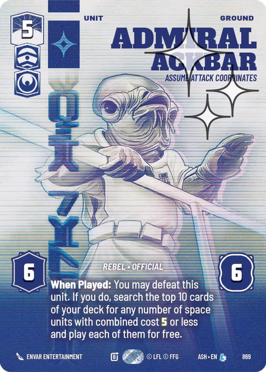 Admiral Ackbar - Assume Attack Coordinates ASH-869 Prestige Foil Star Wars Unlimited card