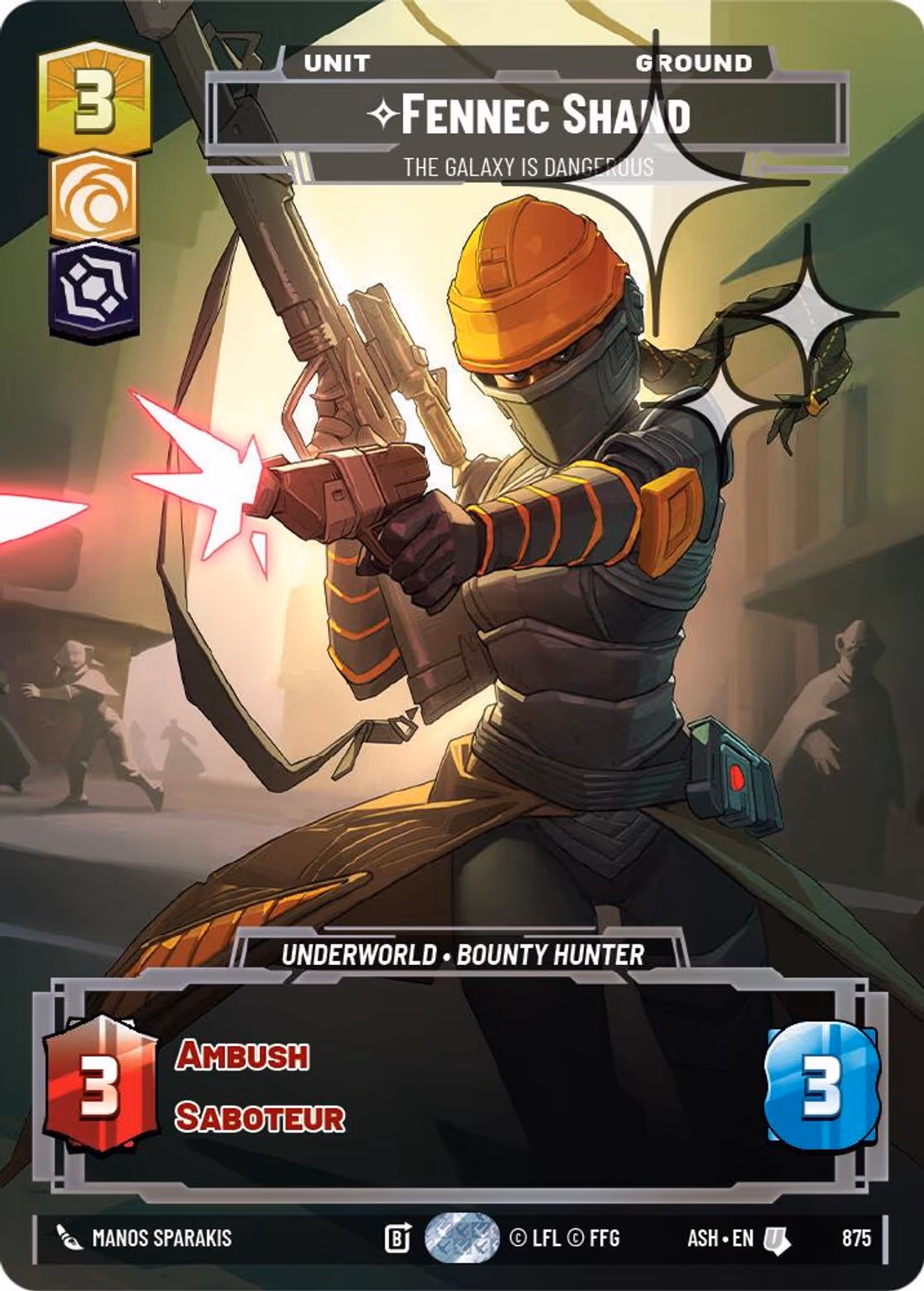 Fennec Shand - The Galaxy is Dangerous ASH-875 Prestige Foil Star Wars Unlimited card