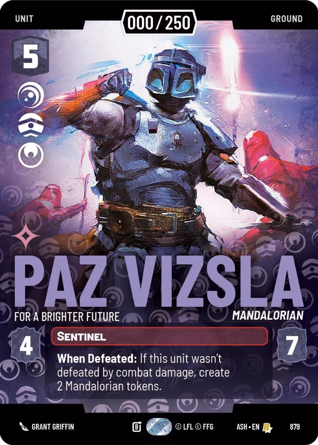 Paz Vizsla - For a Brighter Future ASH-879 Prestige Serialized Star Wars Unlimited card