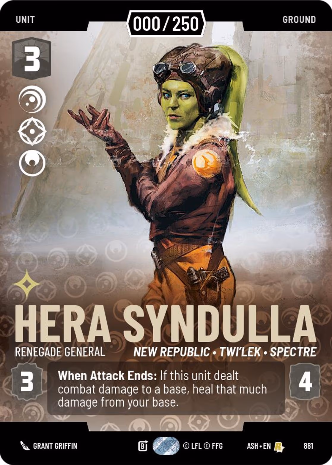 Hera Syndulla - Renegade General ASH-881 Prestige Serialized Star Wars Unlimited card