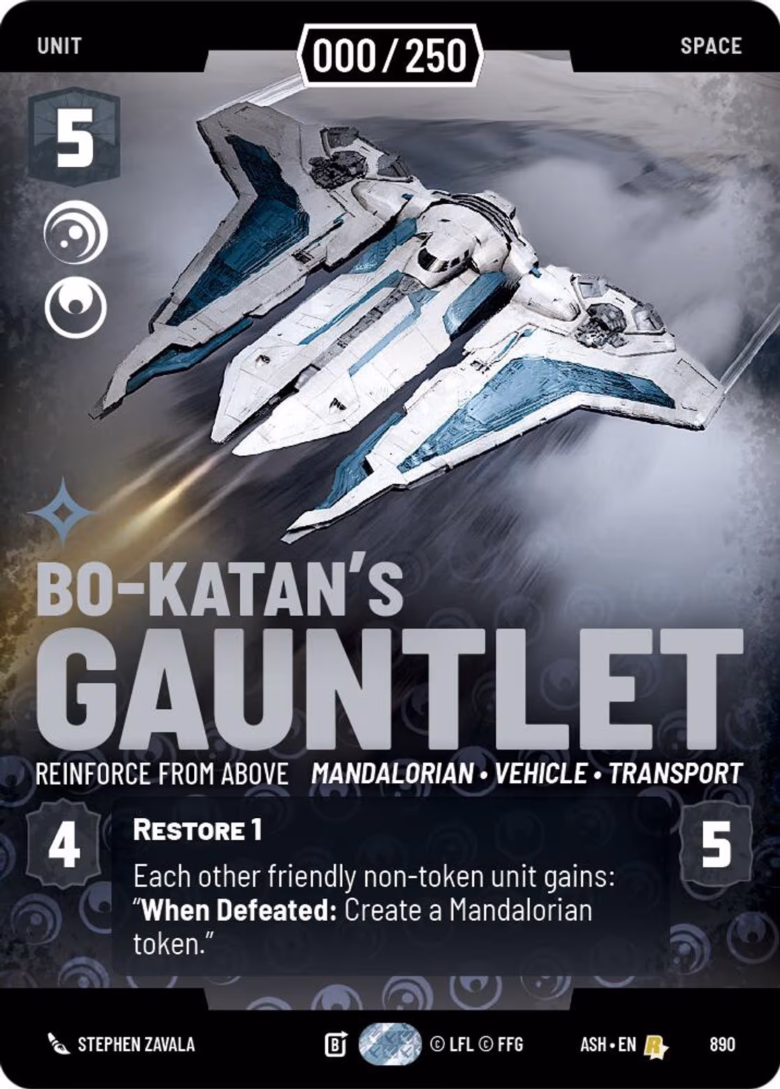 Bo-Katan's Gauntlet - Reinforce from Above ASH-890 Prestige Serialized Star Wars Unlimited card