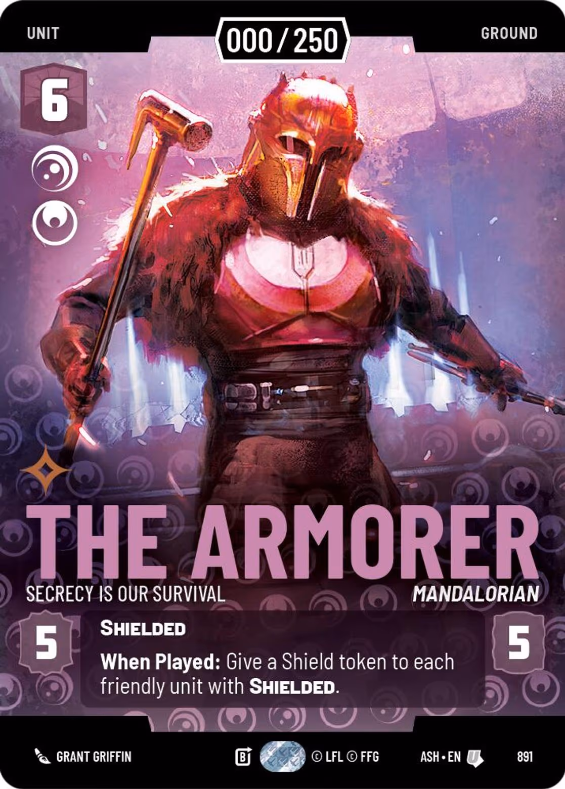 The Armorer - Secrecy is Our Survival ASH-891 Prestige Serialized Star Wars Unlimited card