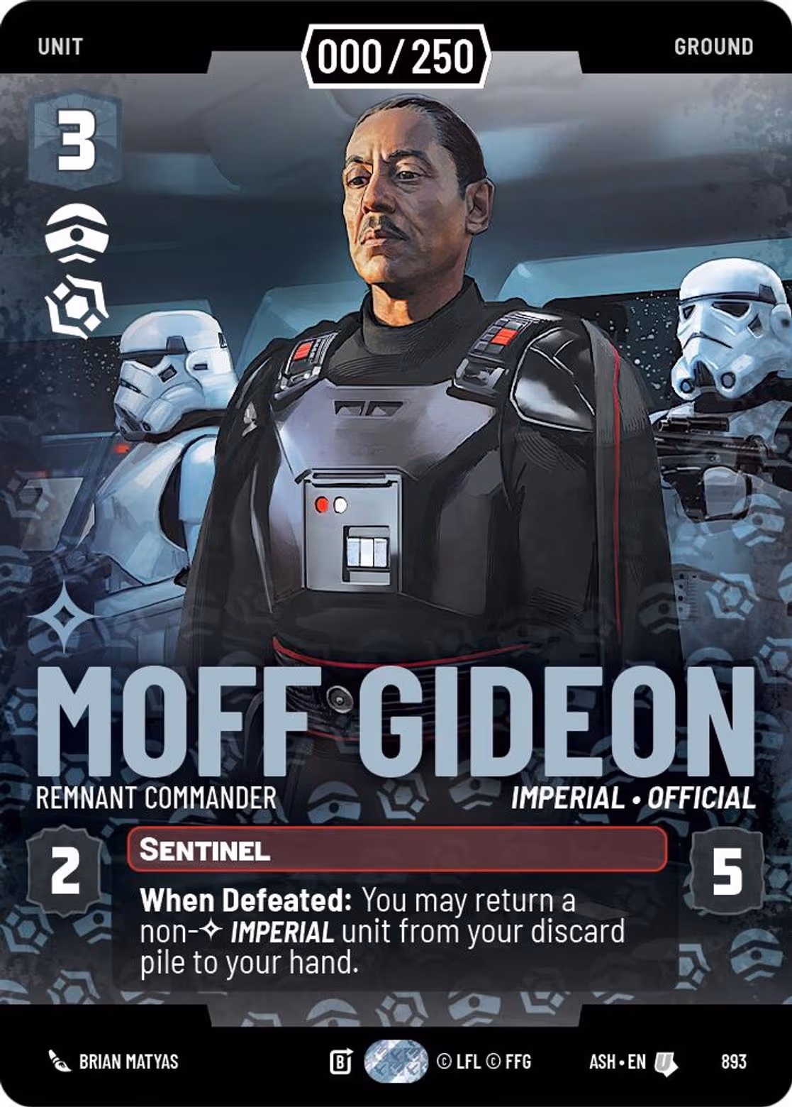 Moff Gideon - Remnant Commander ASH-893 Prestige Serialized Star Wars Unlimited card