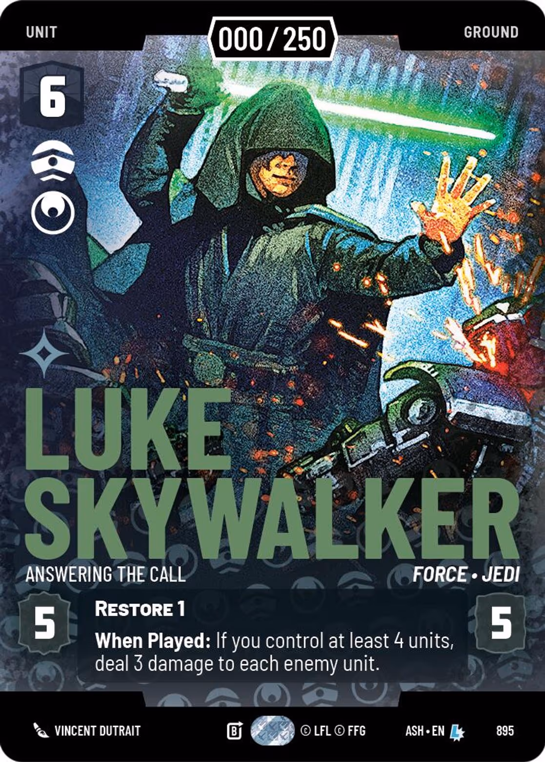 Luke Skywalker - Answering the Call ASH-895 Prestige Serialized Star Wars Unlimited card