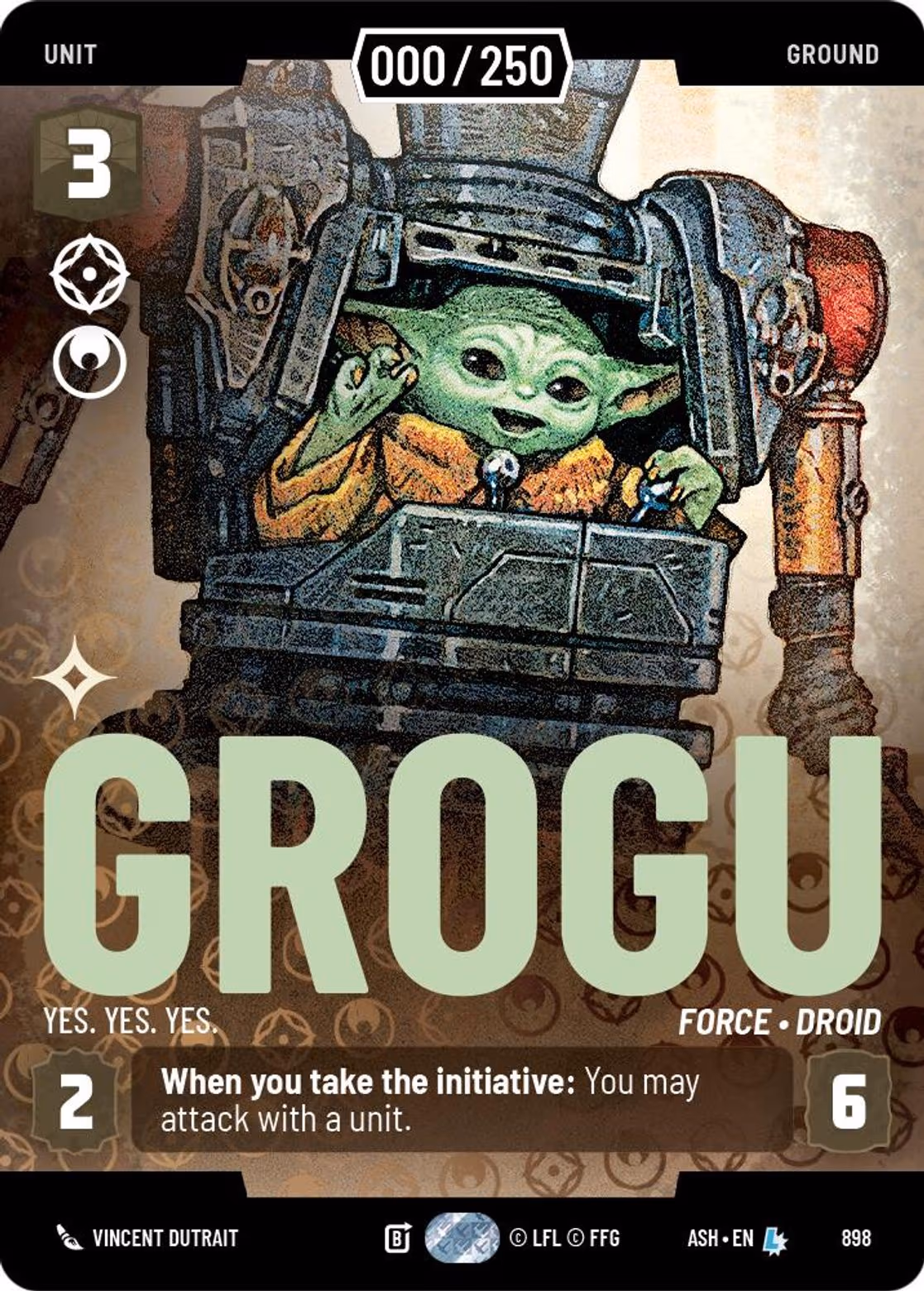 Grogu - Yes. Yes. Yes. ASH-898 Prestige Serialized Star Wars Unlimited card