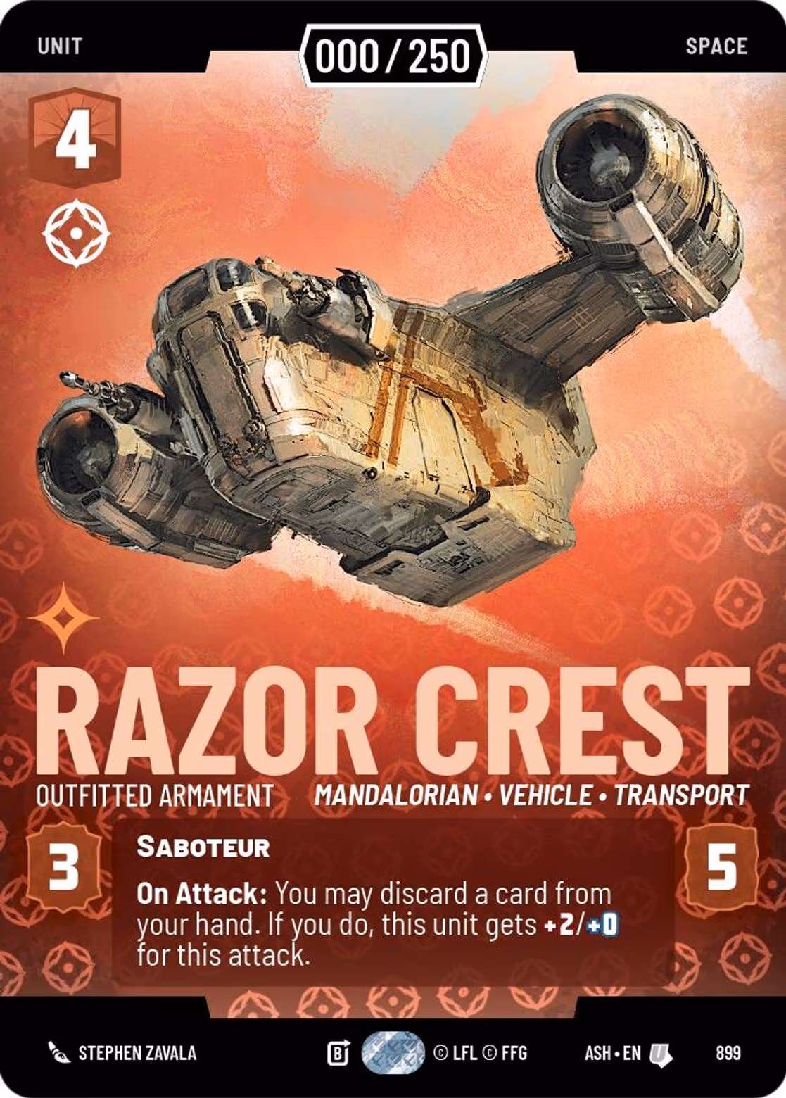 Razor Crest - Outfitted Armament ASH-899 Prestige Serialized Star Wars Unlimited card
