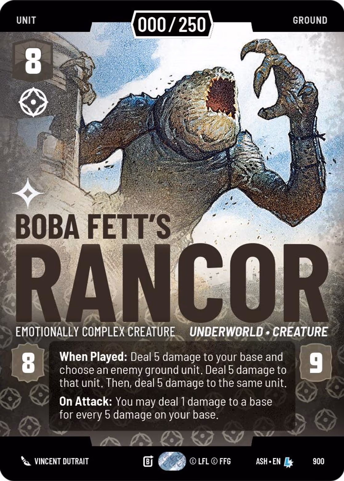 Boba Fett's Rancor - Emotionally Complex Creature ASH-900 Prestige Serialized Star Wars Unlimited card