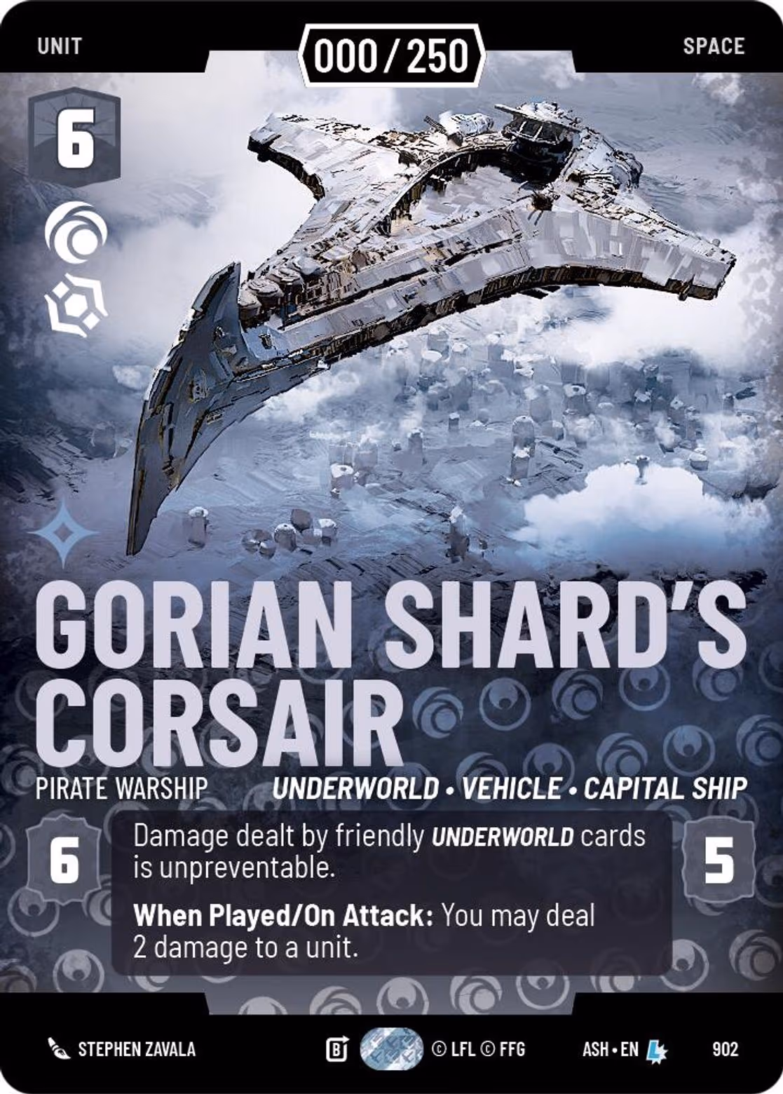 Gorian Shard's Corsair - Pirate Warship ASH-902 Prestige Serialized Star Wars Unlimited card