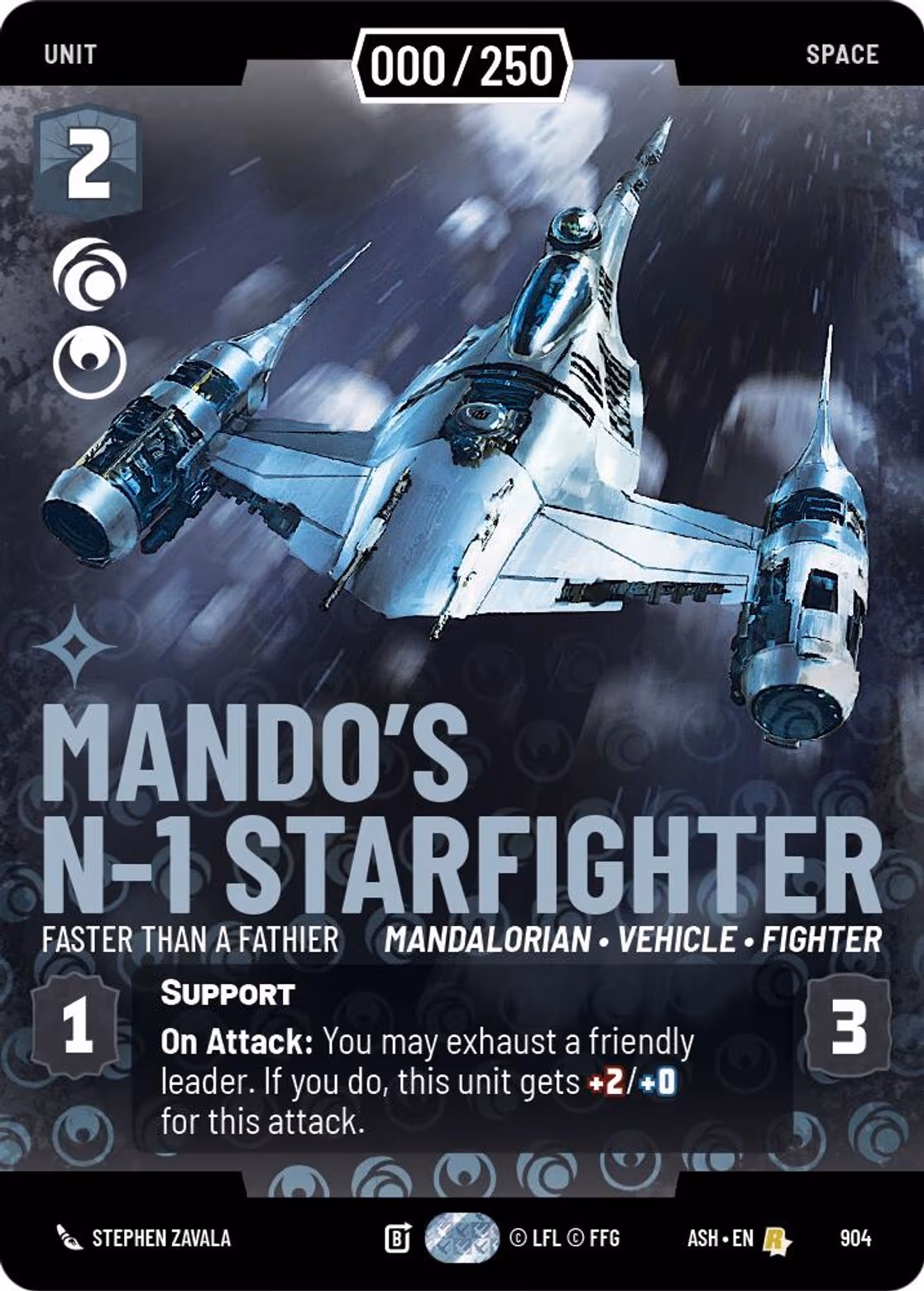 Mando's N-1 Starfighter - Faster than a Fathier ASH-904 Prestige Serialized Star Wars Unlimited card