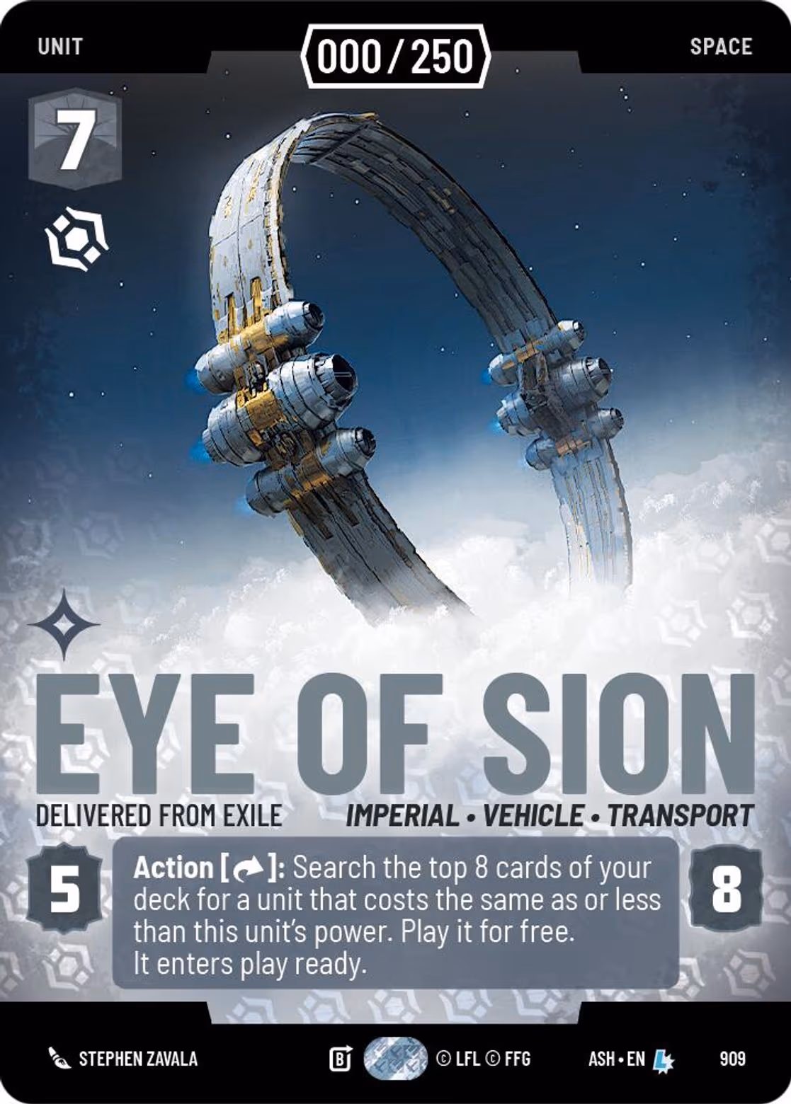 Eye of Sion - Delivered from Exile ASH-909 Prestige Serialized Star Wars Unlimited card