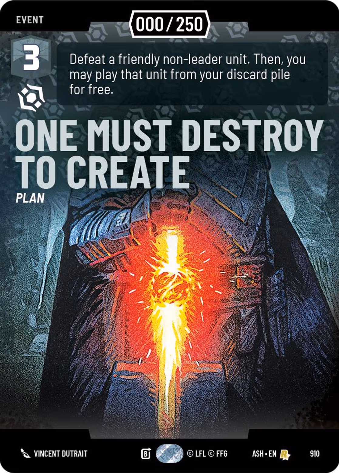 One Must Destroy to Create ASH-910 Prestige Serialized Star Wars Unlimited card
