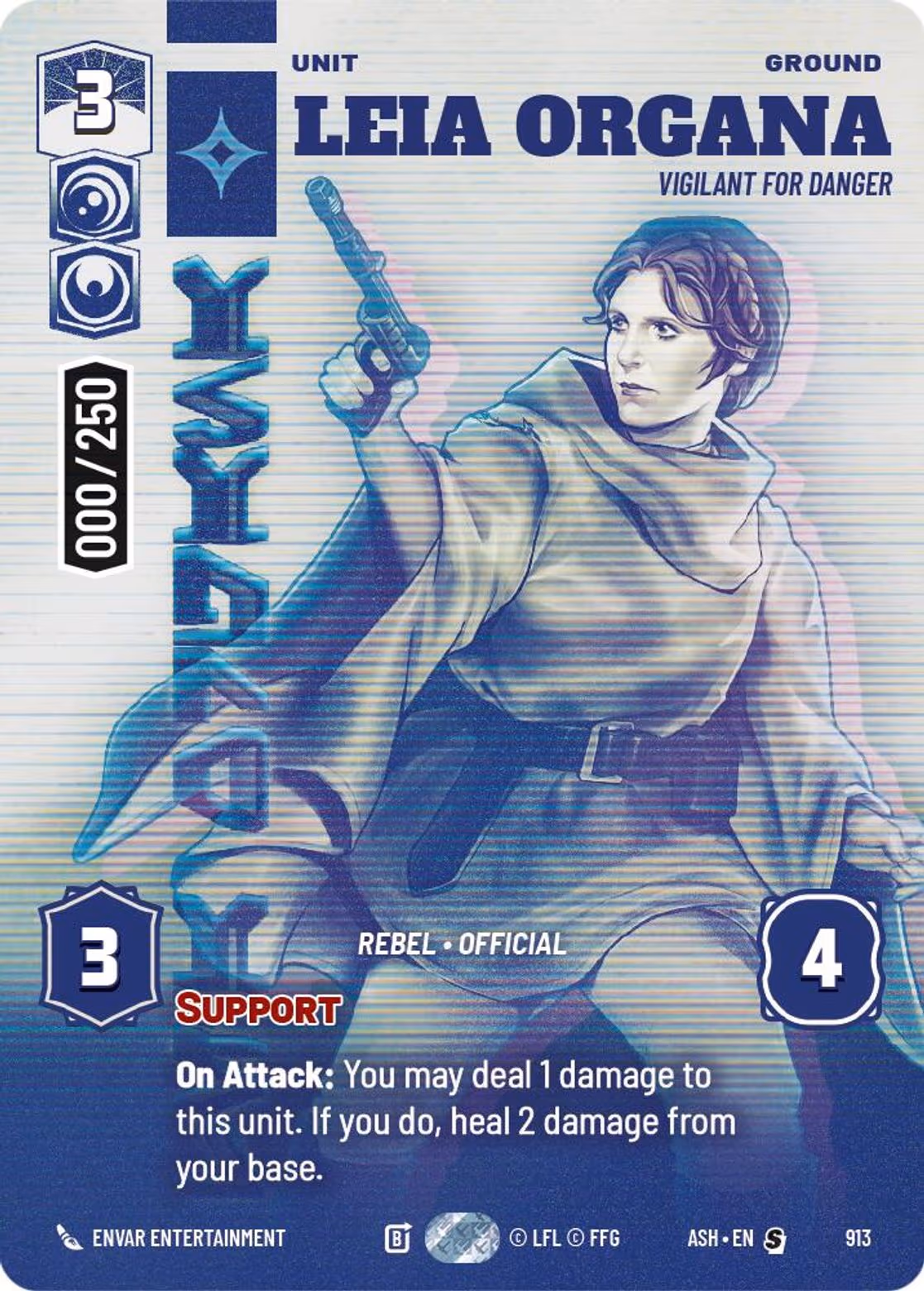 Leia Organa - Vigilant for Danger ASH-913 Prestige Serialized Star Wars Unlimited card