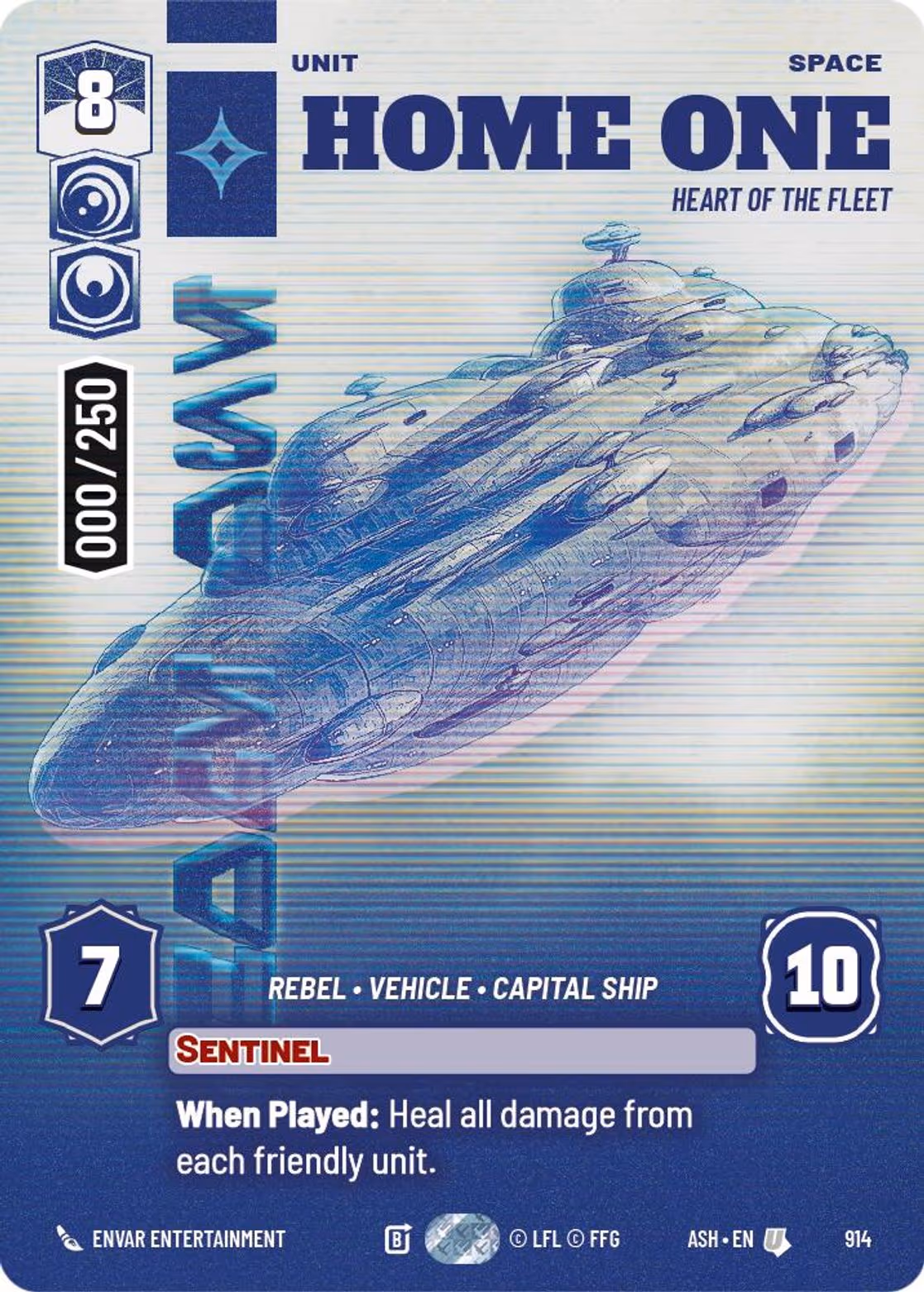 Home One - Heart of the Fleet ASH-914 Prestige Serialized Star Wars Unlimited card