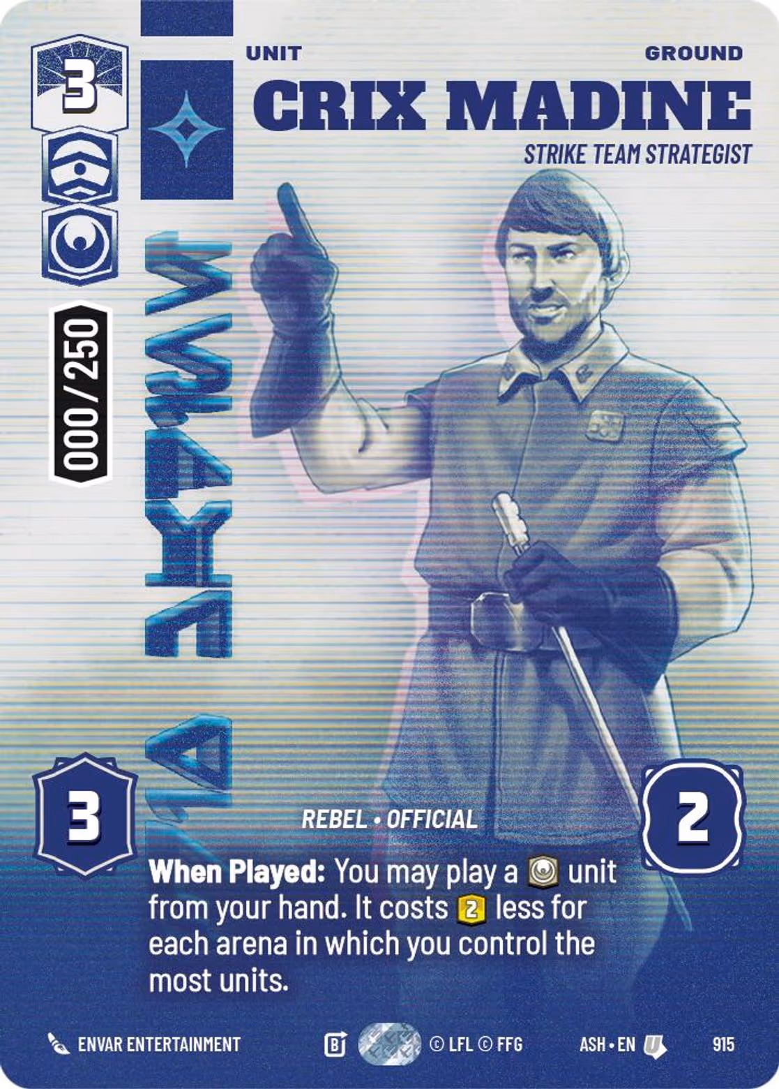 Crix Madine - Strike Team Strategist ASH-915 Prestige Serialized Star Wars Unlimited card