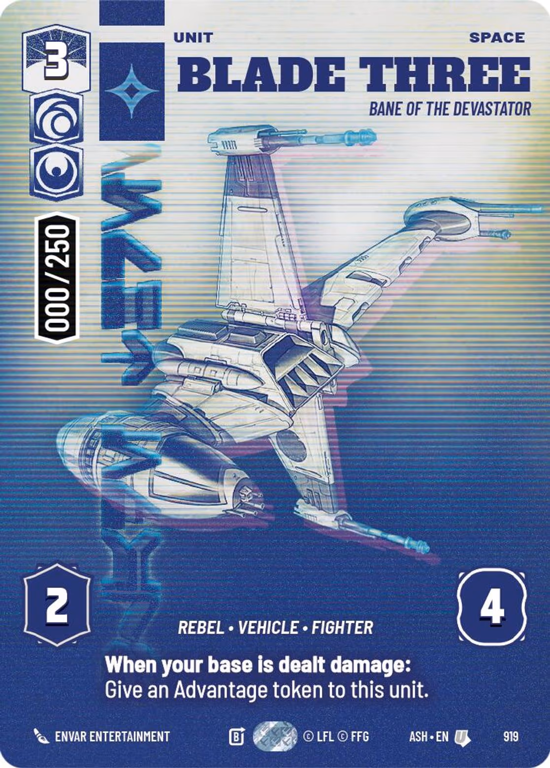 Blade Three - Bane of the Devastator ASH-919 Prestige Serialized Star Wars Unlimited card