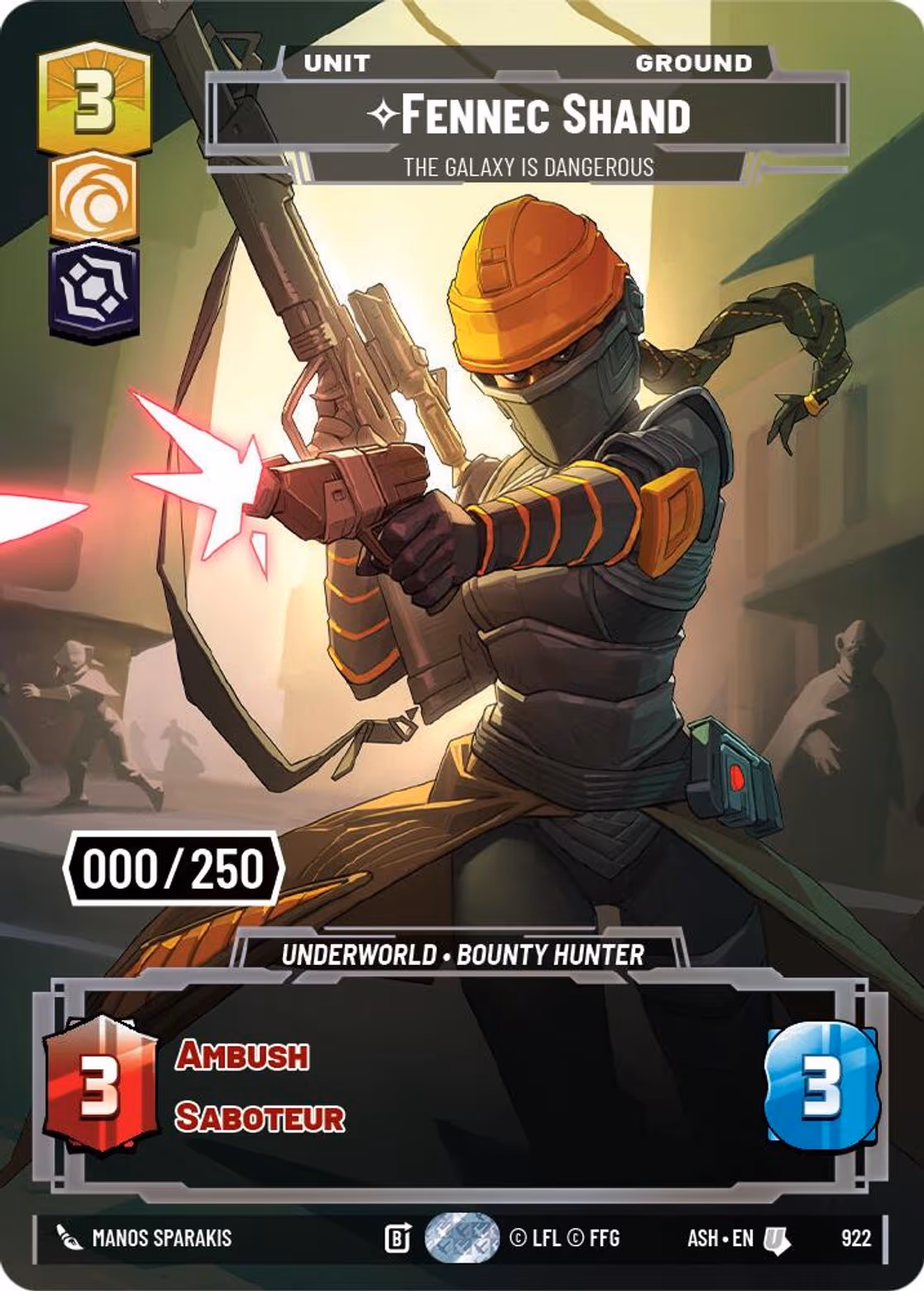 Fennec Shand - The Galaxy is Dangerous ASH-922 Prestige Serialized Star Wars Unlimited card