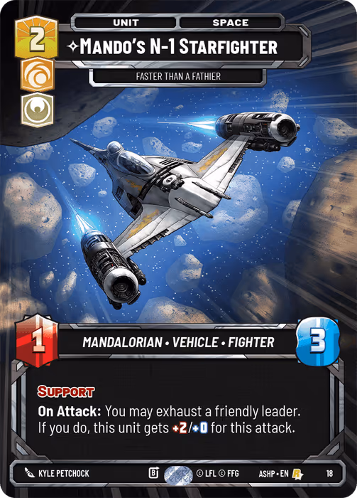 Mando's N-1 Starfighter - Faster than a Fathier ASHOP-018 Star Wars Unlimited card
