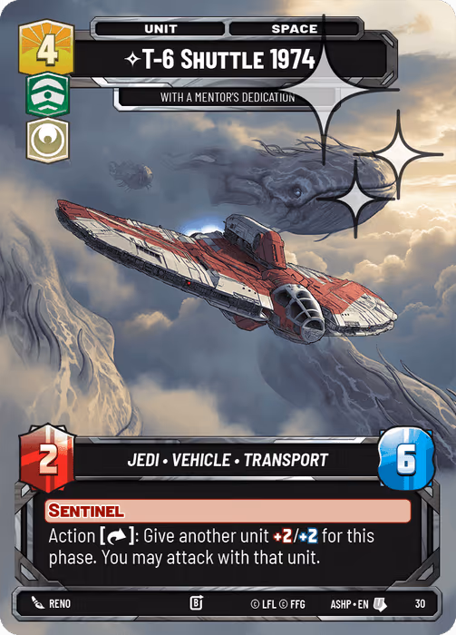 T-6 Shuttle 1974 - With a Mentor's Dedication ASHOP-030 OP Promo Foil Star Wars Unlimited card