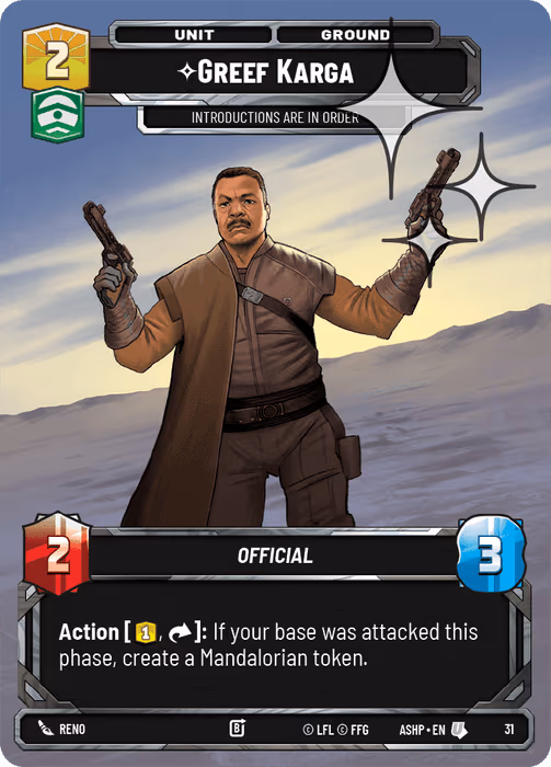 Greef Karga - Introductions are in Order ASHOP-031 OP Promo Foil Star Wars Unlimited card