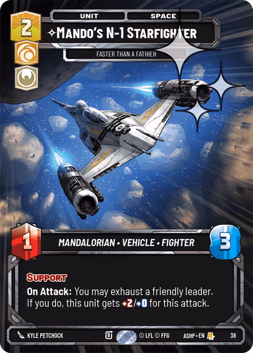 Mando's N-1 Starfighter - Faster than a Fathier ASHOP-038 OP Promo Foil Star Wars Unlimited card