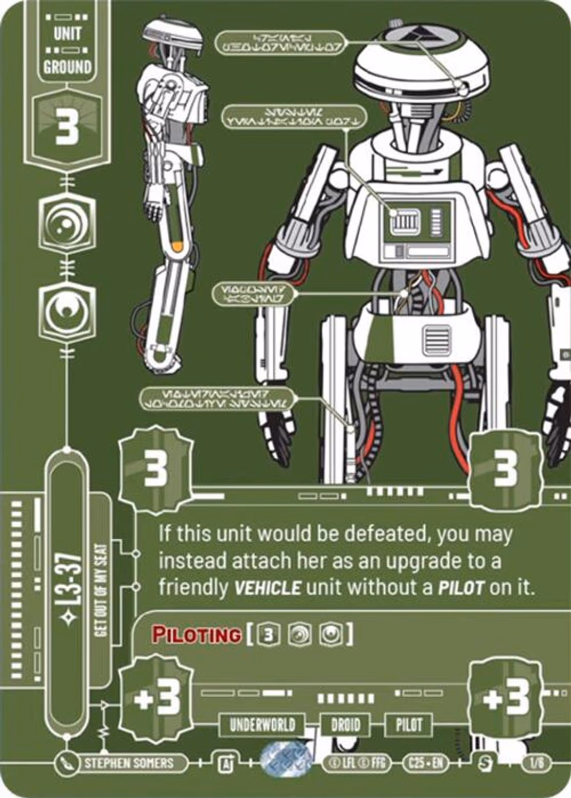 L3-37 - Get Out of My Seat C25-1 Star Wars Unlimited card