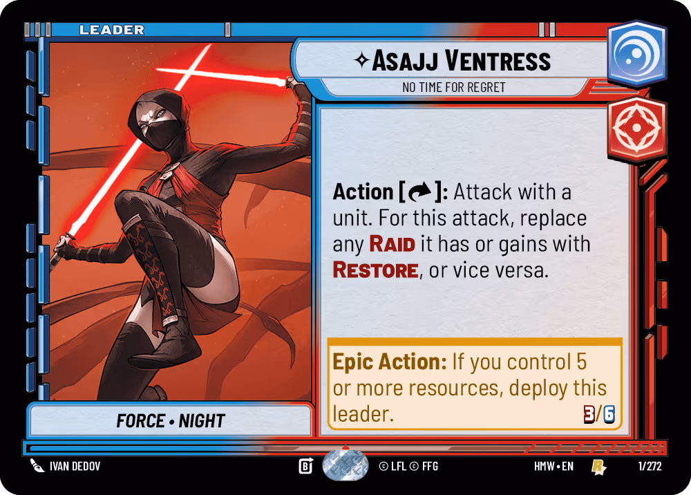 Asajj Ventress - No Time for Regret HMW-001 Star Wars Unlimited card