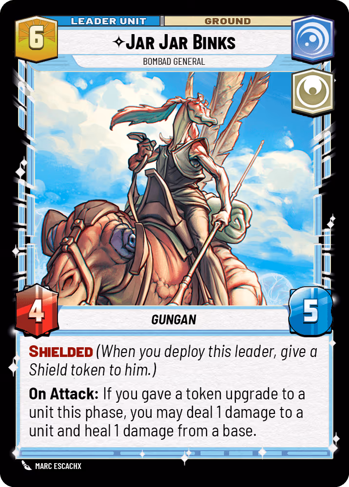 Jar Jar Binks - Bombad General HMW-005 Star Wars Unlimited card (back face)