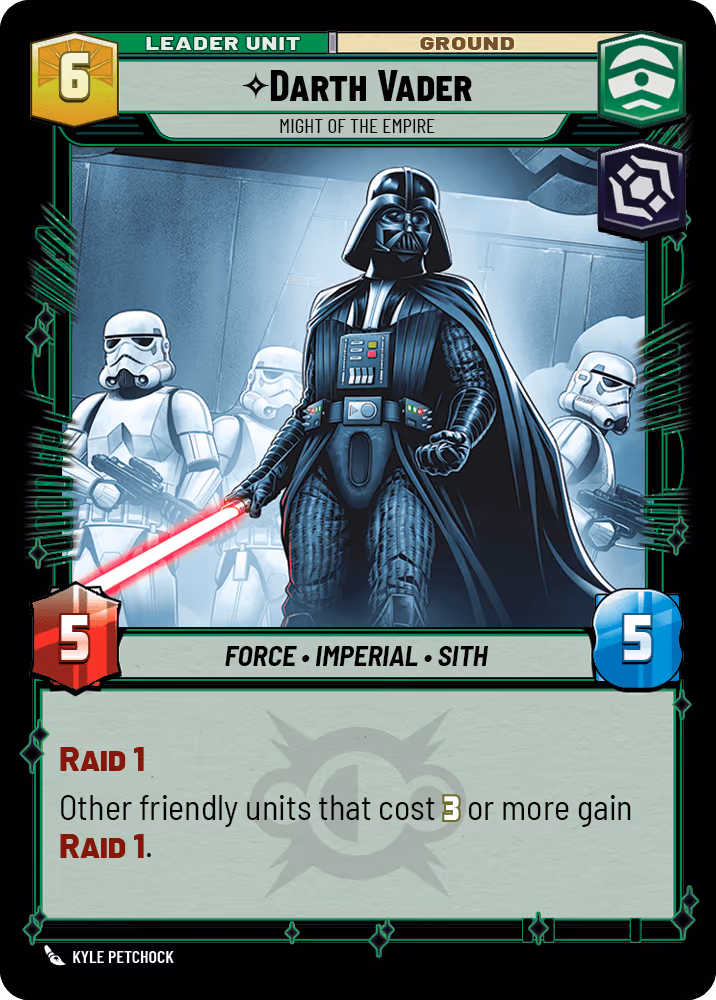 Darth Vader - Might of the Empire HMW-007 Star Wars Unlimited card (back face)
