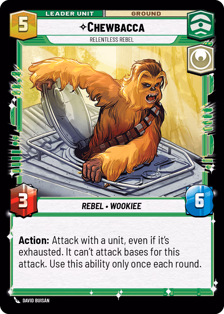 Chewbacca - Relentless Rebel HMW-009 Star Wars Unlimited card (back face)