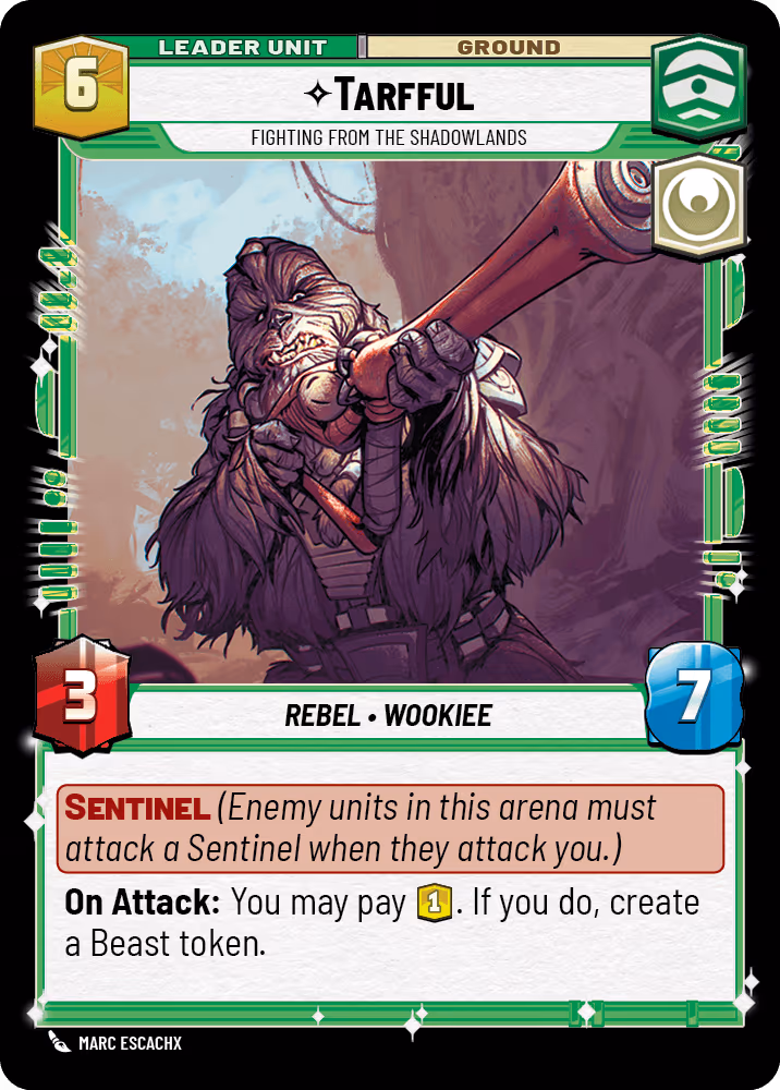 Tarfful - Fighting From the Shadowlands HMW-010 Star Wars Unlimited card (back face)