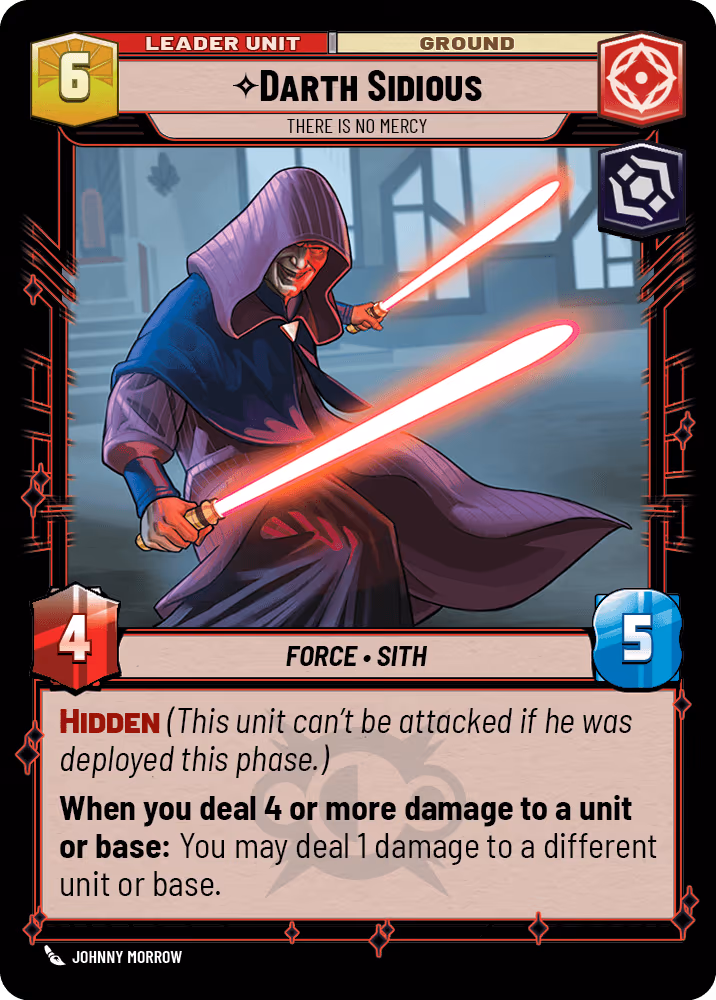 Darth Sidious - There is no Mercy HMW-011 Star Wars Unlimited card (back face)