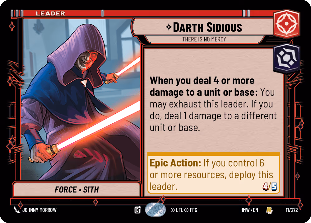 Darth Sidious - There is no Mercy HMW-011 Star Wars Unlimited card