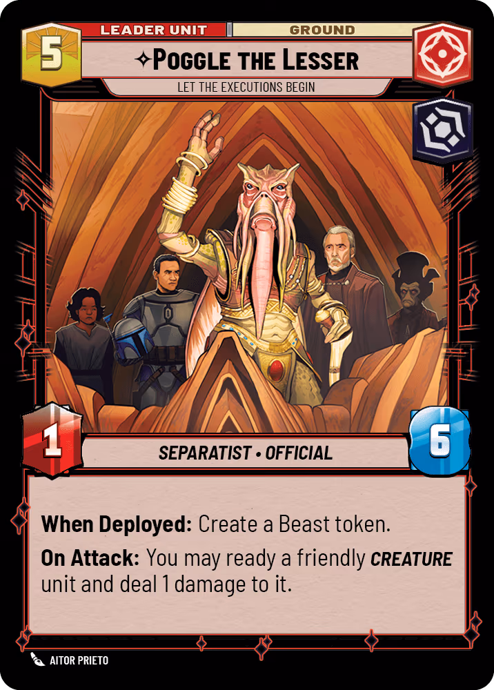 Poggle the Lesser - Let the Executions Begin HMW-012 Star Wars Unlimited card (back face)