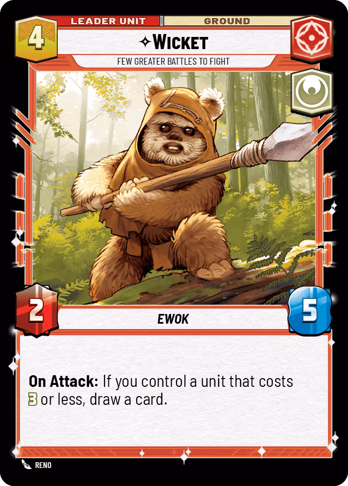 Wicket - Few Greater Battles to Fight HMW-014 Star Wars Unlimited card (back face)
