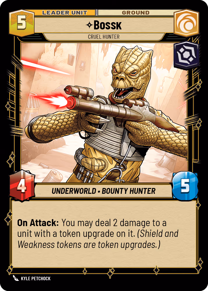Bossk - Cruel Hunter HMW-015 Star Wars Unlimited card (back face)