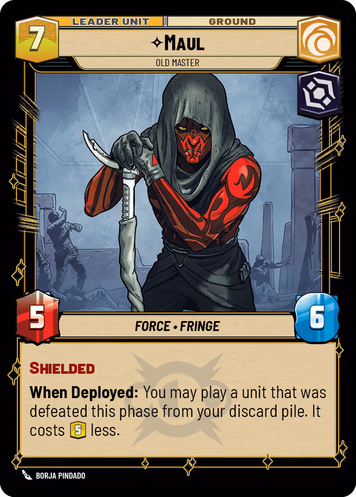 Maul - Old Master HMW-016 Star Wars Unlimited card (back face)