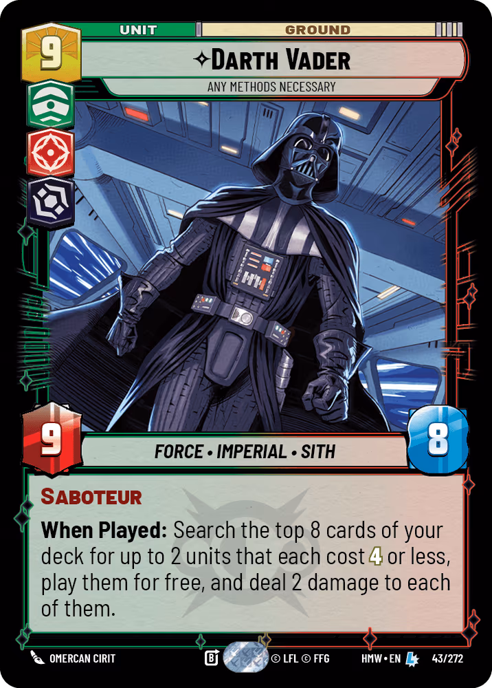 Darth Vader - Any Methods Necessary HMW-043 Star Wars Unlimited card
