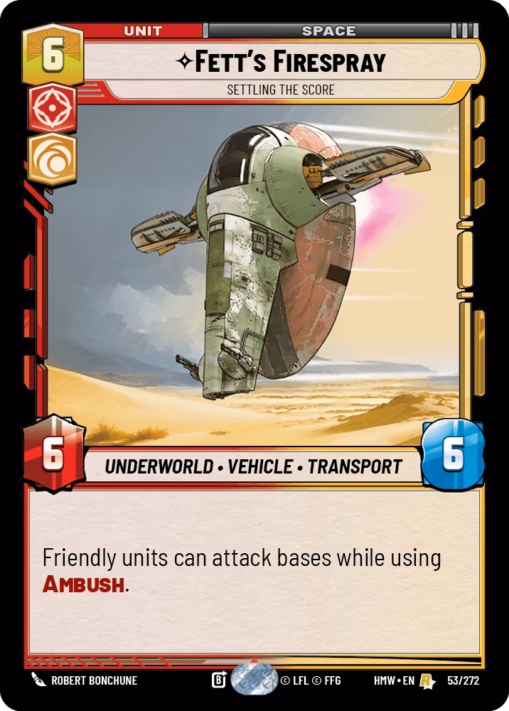 Fett's Firespray - Settling the Score HMW-053 Star Wars Unlimited card