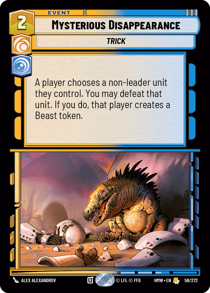 Mysterious Disappearance HMW-058 Star Wars Unlimited card