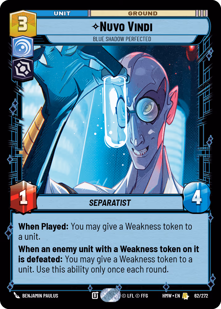 Nuvo Vindi - Blue Shadow Perfected HMW-062 Star Wars Unlimited card