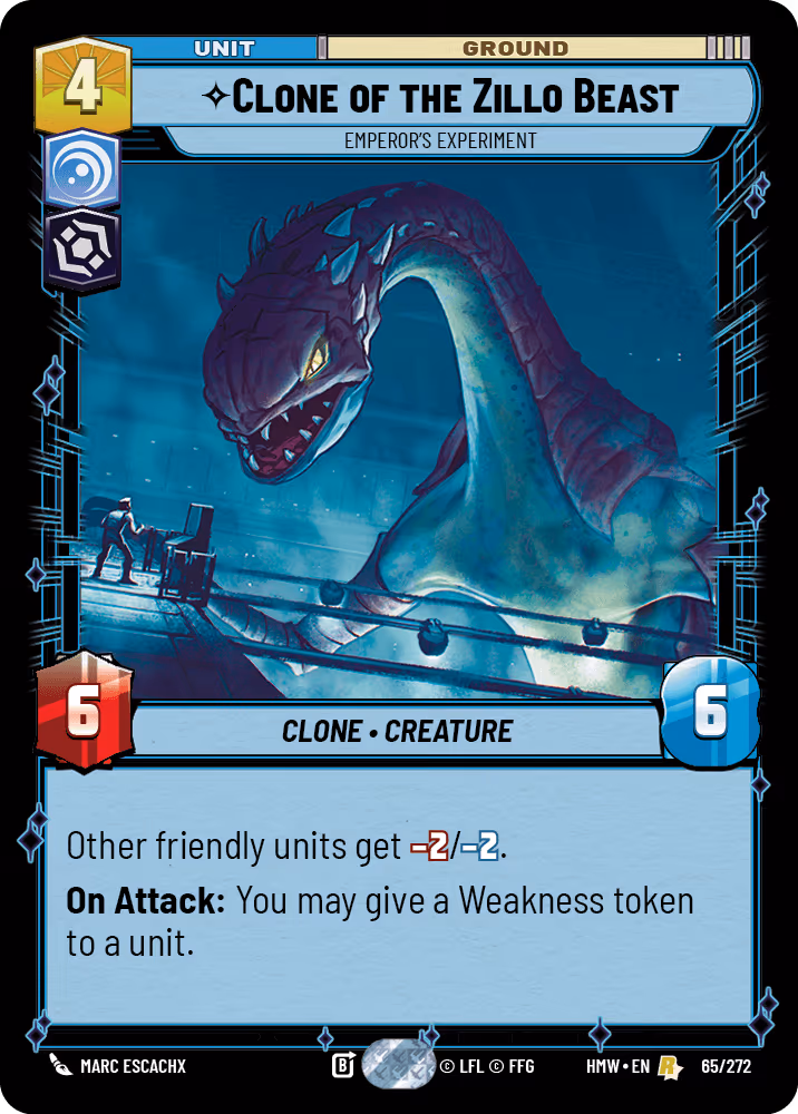 Clone of the Zillo Beast - Emperor's Experiment HMW-065 Star Wars Unlimited card