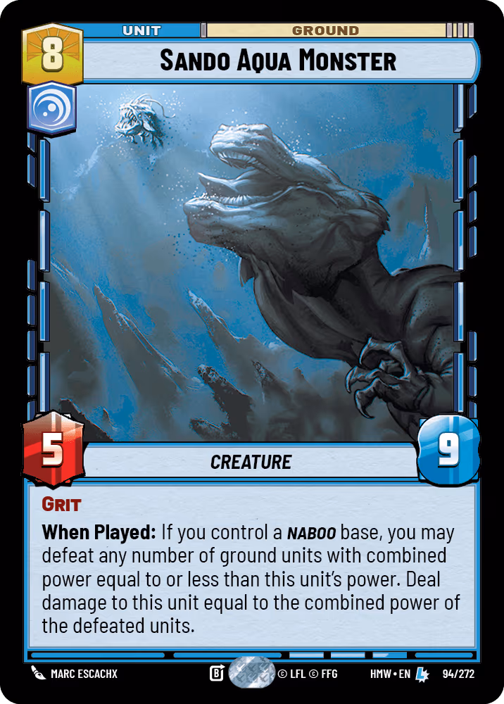 Sando Aqua Monster HMW-094 Star Wars Unlimited card