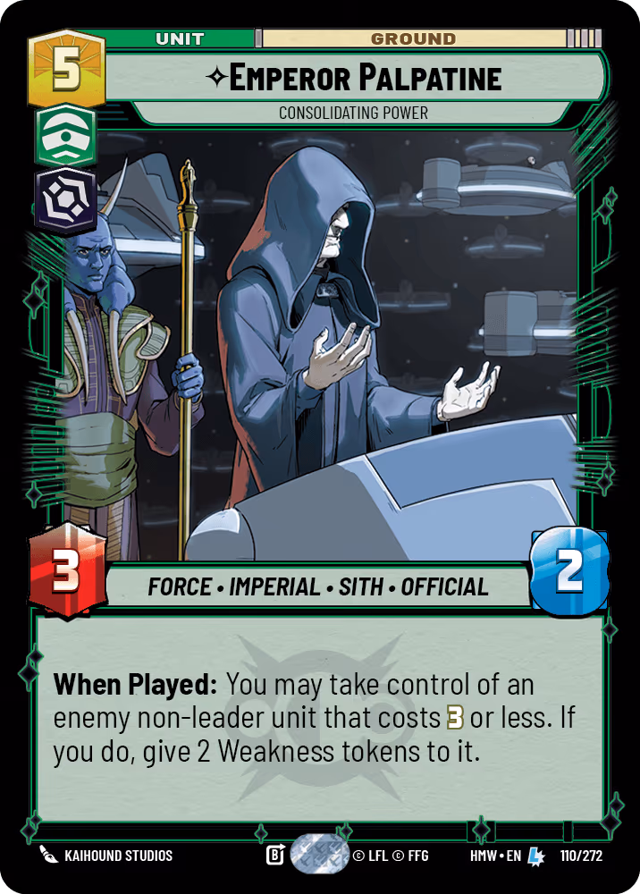 Emperor Palpatine - Consolidating Power HMW-110 Star Wars Unlimited card